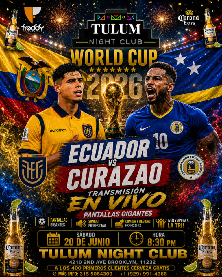Event - Ecuador vs Curazao - World Cup 2026 | Tulum Night Club - Brooklyn, New York - June 20, 2026 | concert tickets