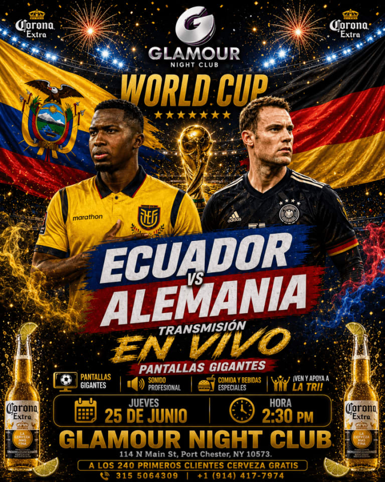 Event - Ecuador vs Alemania - World Cup 2026 | Glamour Night Club - Port Chester, New York - June 25, 2026 | concert tickets