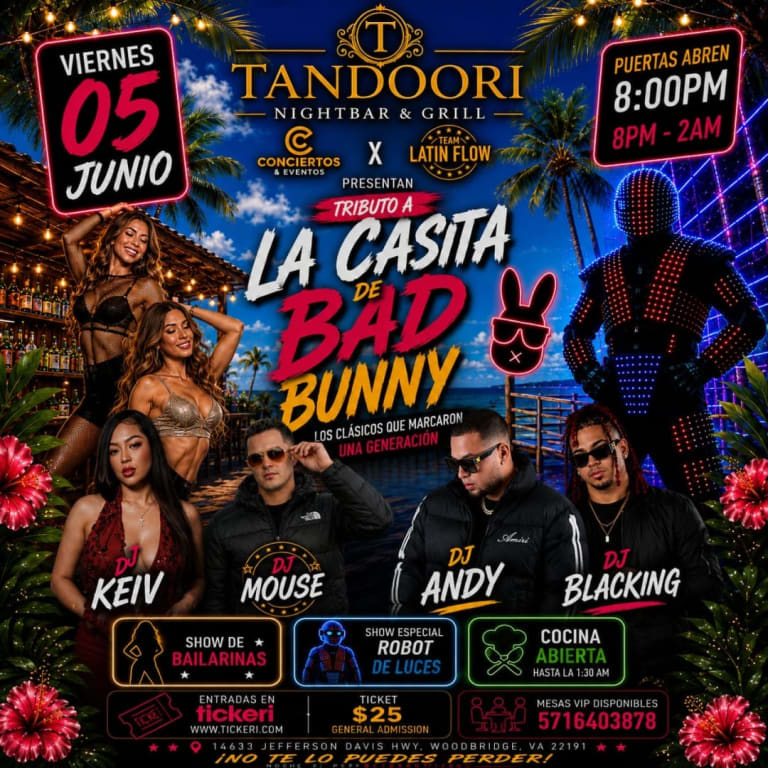 Event - Tributo a la Casita de Bad Bunny - Tandoori Woodbridge  - Woodbridge, VA - vie, 5 de junio de 2026} | concert tickets