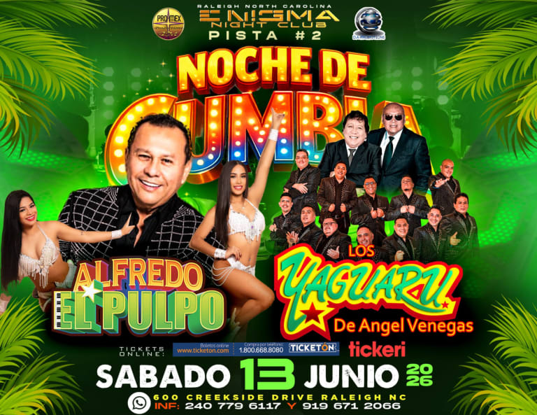 Event - NOCHE DE CUMBIA | YAGUARU Y ALFREDO EL PULPO  - Raleigh, North Carolina - June 13, 2026 | concert tickets