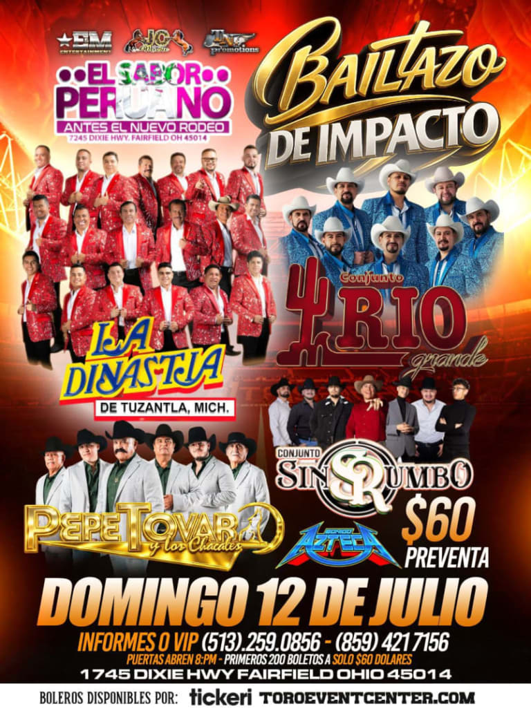 Event - La Dinastia De Tuzantla, Conjunto Rio Grande, Conjunto Sin Rumbo, Pepe Tovar - Hamilton, Ohio - July 12, 2026 | concert tickets