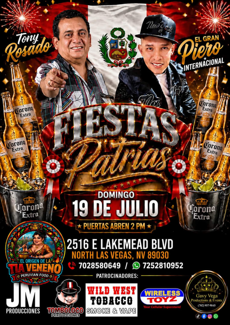 Event - Tony Rosado desde Perú con todos sus exitos e invitado especial Piero Internacional - North Las Vegas, Nevada - July 19, 2026 | concert tickets