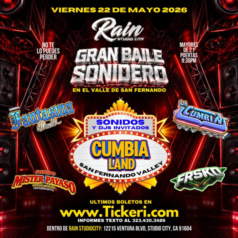 Event - CUMBIA LAND en RAIN STUDIO CITY! - Los Angeles, California - May 22, 2026 | concert tickets