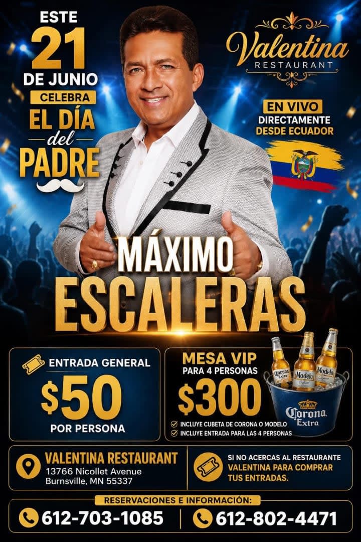Event - MAXIMO ESCALERAS EN VIVO - DIA DEL PADRE - Burnsville, Minnesota - June 21, 2026 | concert tickets