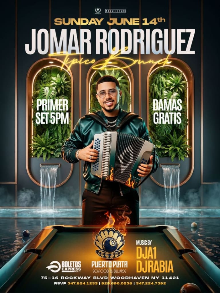 Event - TIPICO BRUNCH @ PUERTO PLATA QUEENS FEATURING JOMAR RODRIGUEZ - Queens, New York - June 14, 2026 | concert tickets