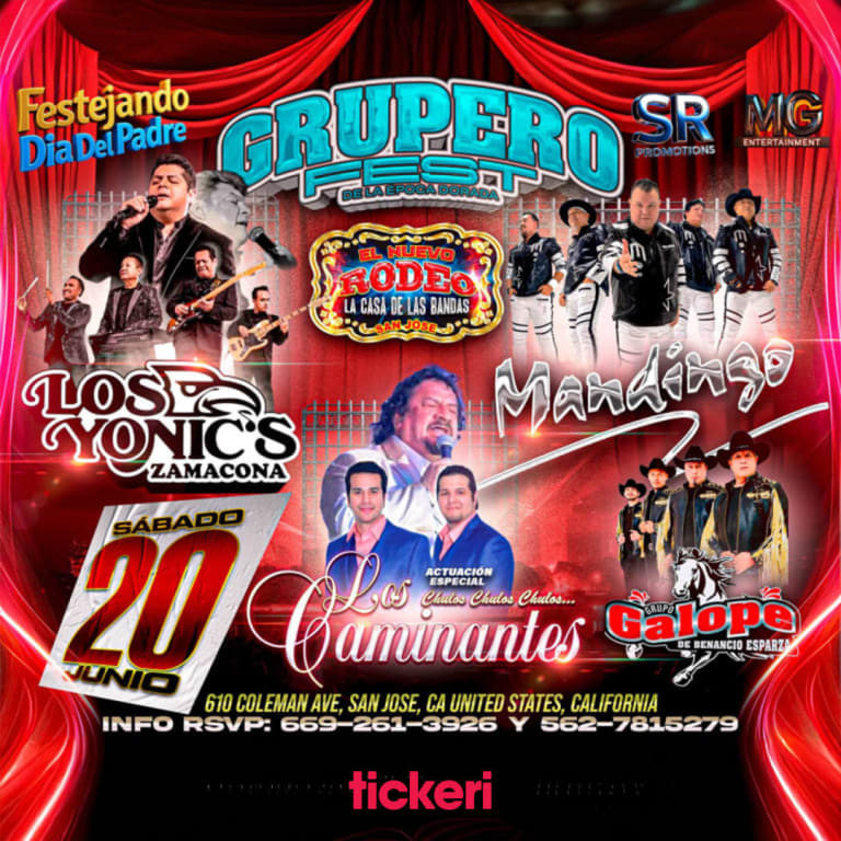 Event - GRUPERO FEST Mandingo,Los Yonics,LosCaminantes Y Galope - San Jose, California - June 20, 2026 | concert tickets