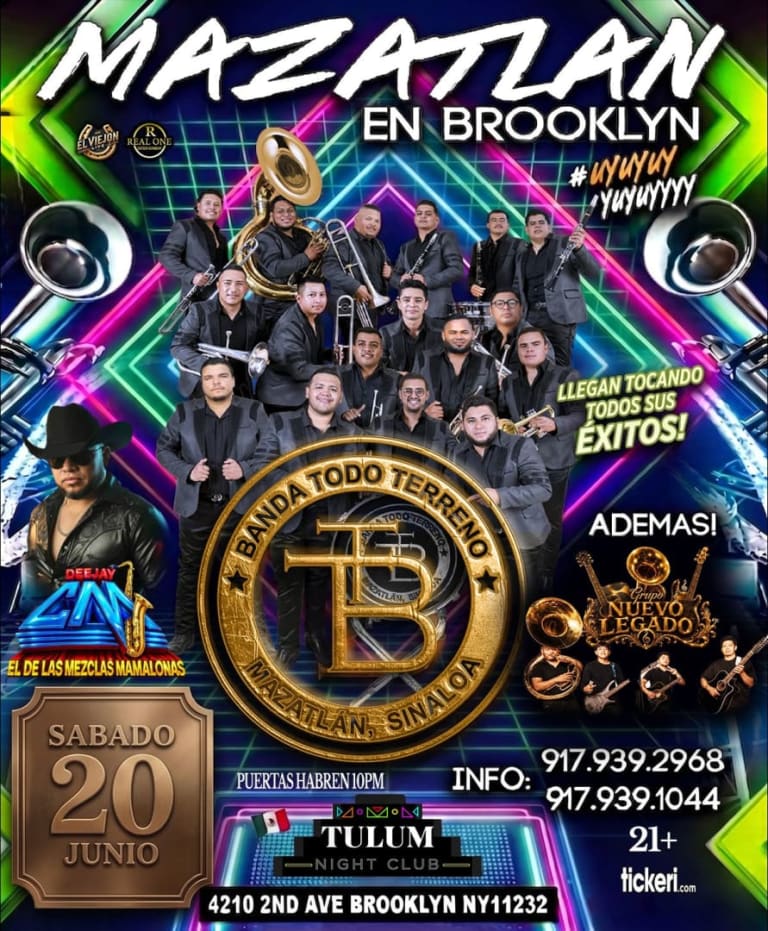 Event - Banda Todo Terreno de Mazatlán, Sinaloa en Brooklyn + Grupo Nuevo Legado - Brooklyn, New York - June 20, 2026 | concert tickets