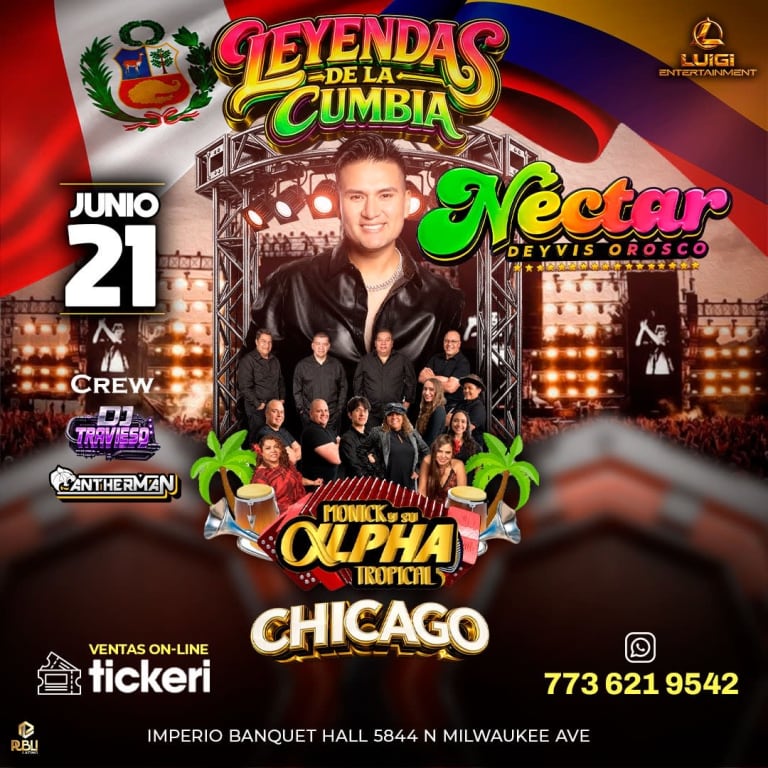 Event - DEYVIS OROSCO Y SU GRUPO NECTAR  - Chicago, IL - Sun, June 21, 2026} | concert tickets
