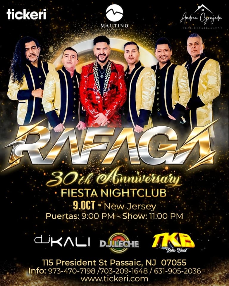 Event - RAFAGA 35 ANIVERSARIO EN NEW JERSEY (NUEVA FECHA) - Passaic, New Jersey - October 9, 2026 | concert tickets
