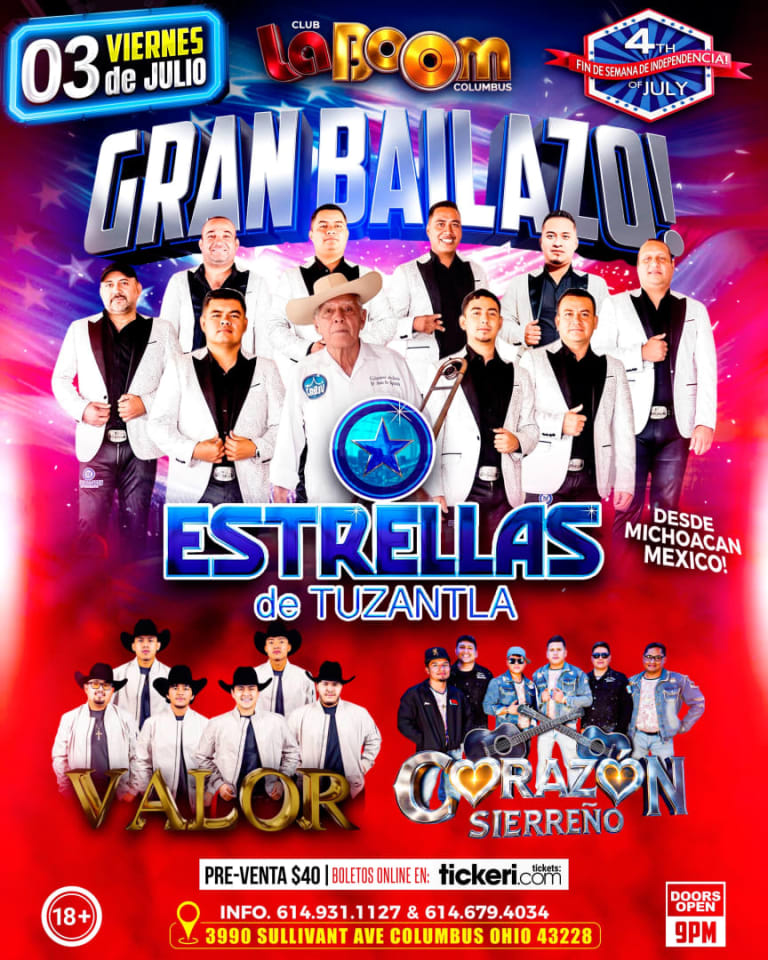 Event - ESTRELLAS DE TUZANTLA  GRUPO VALOR Y CORAZON  SIERREŃO😍 - Columbus, Ohio - July 3, 2026 | concert tickets