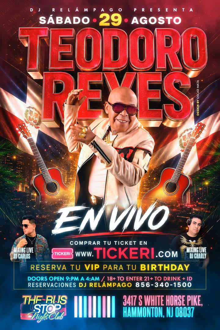 Event - TEODORO REYES EN VIVO! - Hammonton, New Jersey - August 29, 2026 | concert tickets