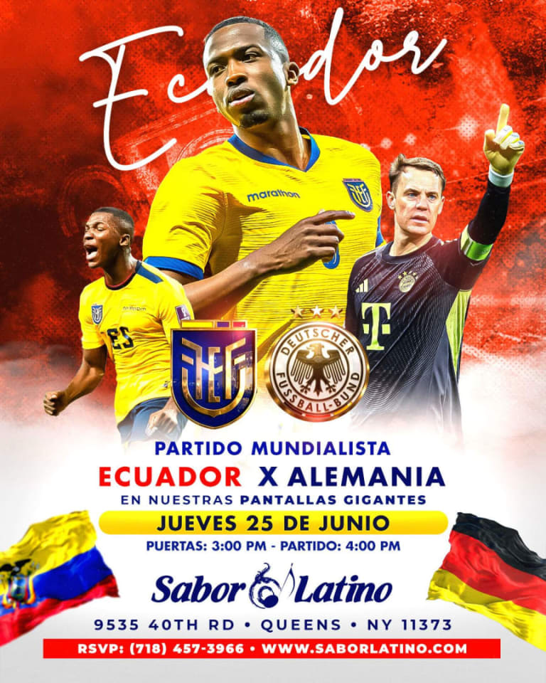 Event - Ecuador vs. Alemania | Sabor Latino - Queens, NY - Thu, June 25, 2026} | concert tickets