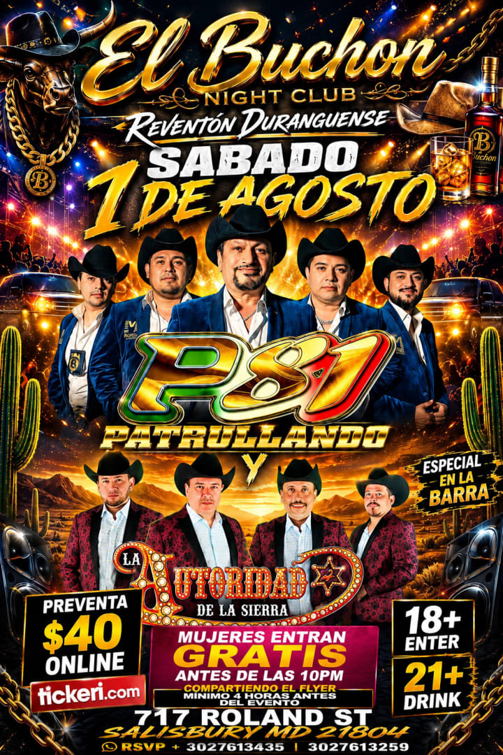 Event - REVENTÓN DURANGUENSE  El Buchon NIGHT CLUB  - Salisbury, Maryland - August 1, 2026 | concert tickets