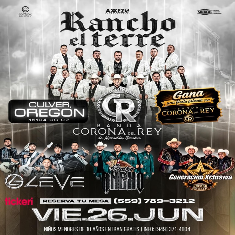 Event - Banda Corona del Rey  - Culver, Oregon - June 26, 2026 | concert tickets