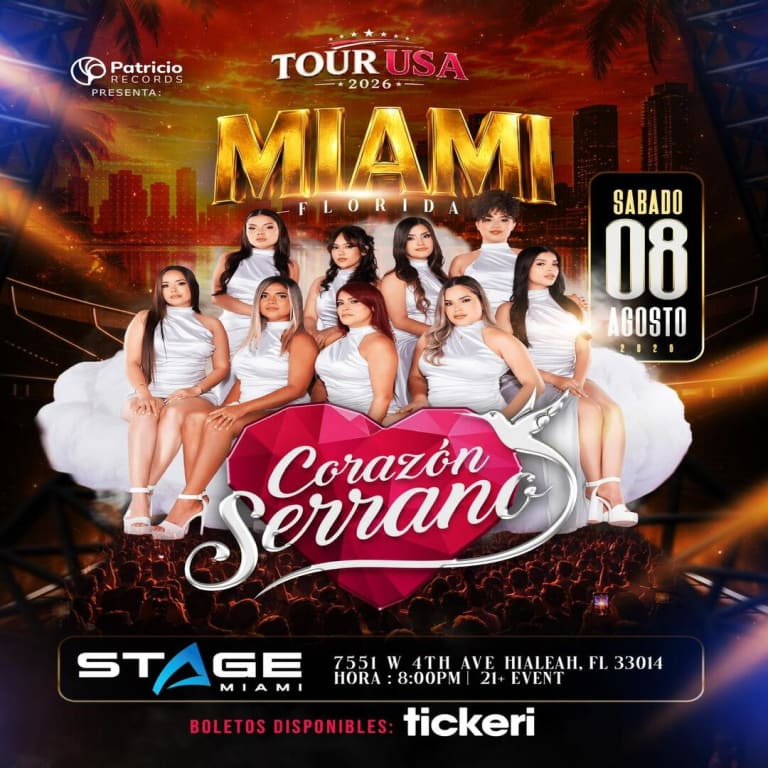 Event - Corazon Serrano en Miami - Hialeah, Florida - August 8, 2026 | concert tickets