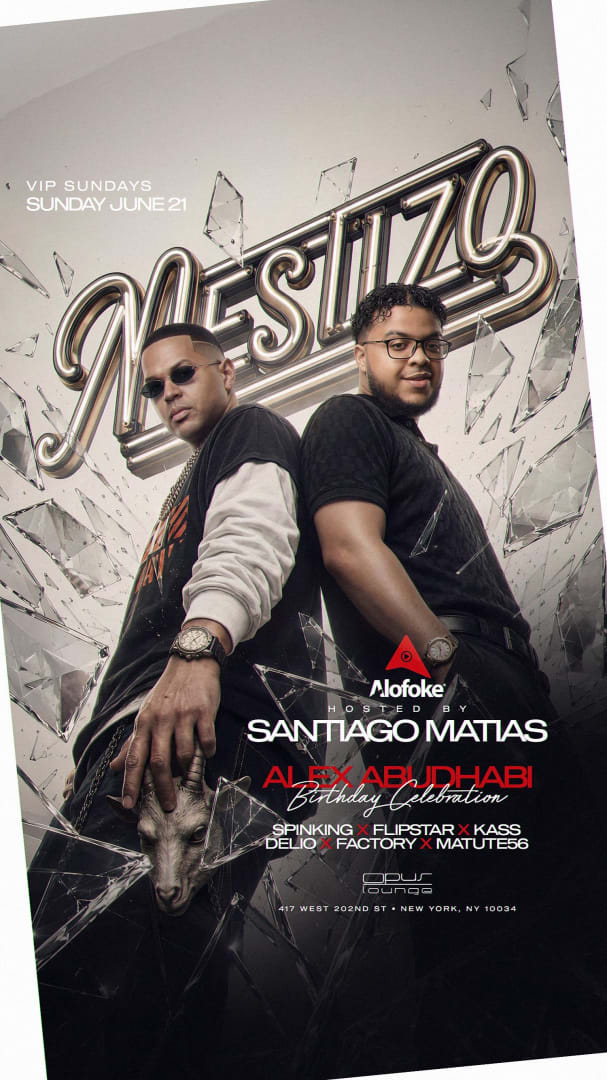 Event - VIP Sundays Mestizo Live With DJ Spinking At Opus Lounge  - New York, New York - June 21, 2026 | concert tickets