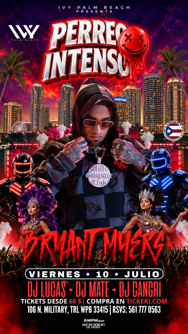 Event - BRYANT MYERS X PERREO INSTENSO en IVY PALM  BEACH! - West Palm Beach, Florida - July 10, 2026 | concert tickets
