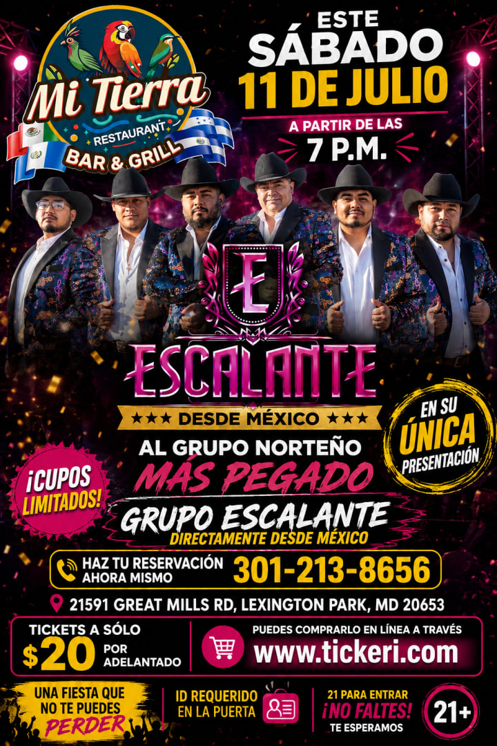Event - GRUPO ESCALANTE PURAS NORTENAS  - Lexington Park, Maryland - July 11, 2026 | concert tickets