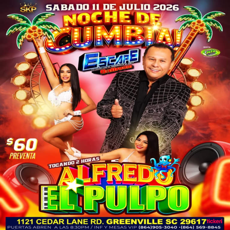 Event - Alfredo el Pulpo  - Greenville, South Carolina - July 11, 2026 | concert tickets
