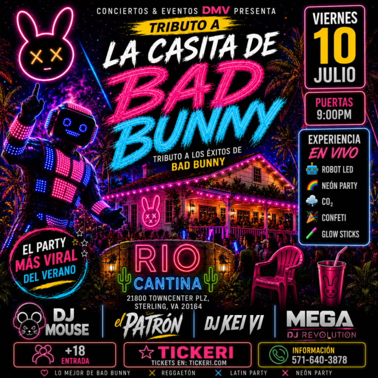 Event - Tributo La casita Bad Bunny en Rio Cantina Sterling - Sterling, Virginia - July 10, 2026 | concert tickets