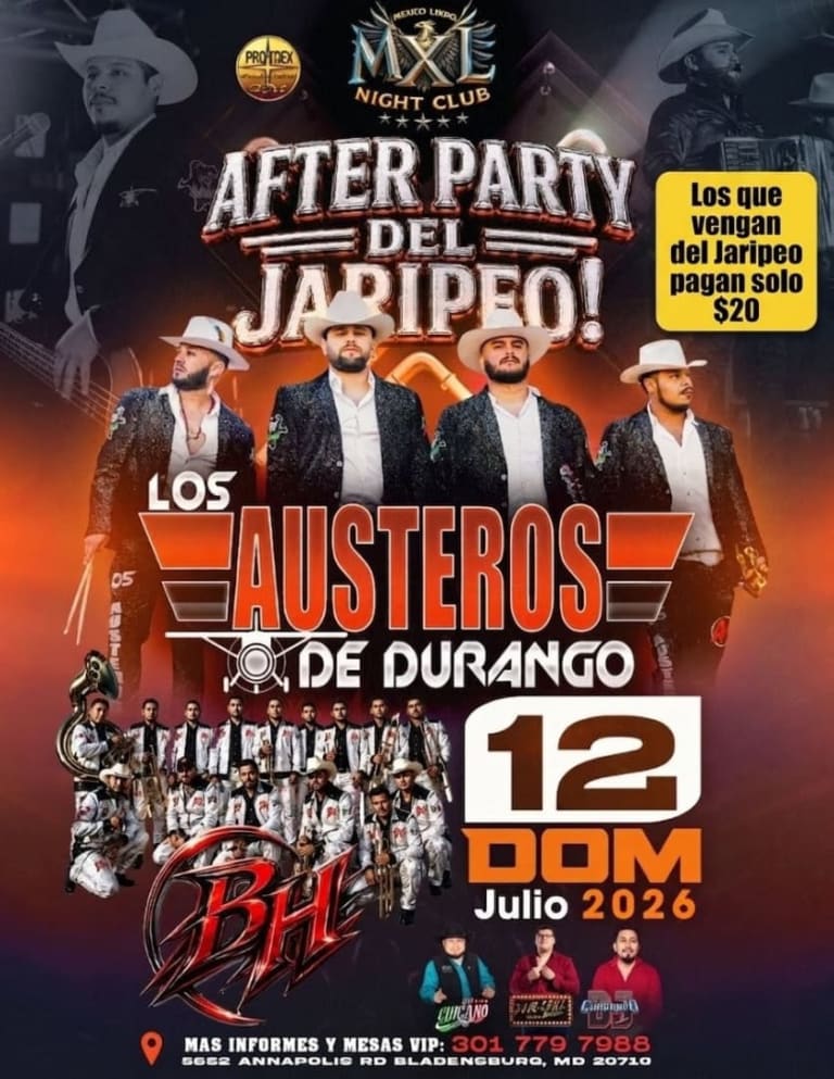 Event - AFTER PARTY DEL JARIEPO CON LOS AUSTEROS DE DURANGO - Bladensburg, Maryland - July 12, 2026 | concert tickets
