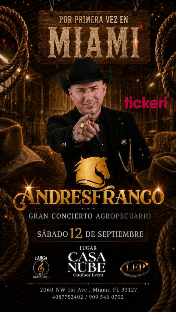 Event - ANDRÉS FRNACO “EL AGROPECUARIO” - Miami, Florida - September 12, 2026 | concert tickets