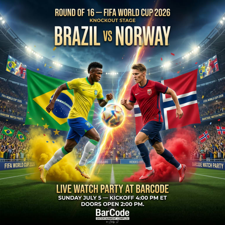 Event - BRAZIL vs NORWAY — Live Watch Party at Barcode - Elizabeth, New Jersey - July 5, 2026 | concert tickets