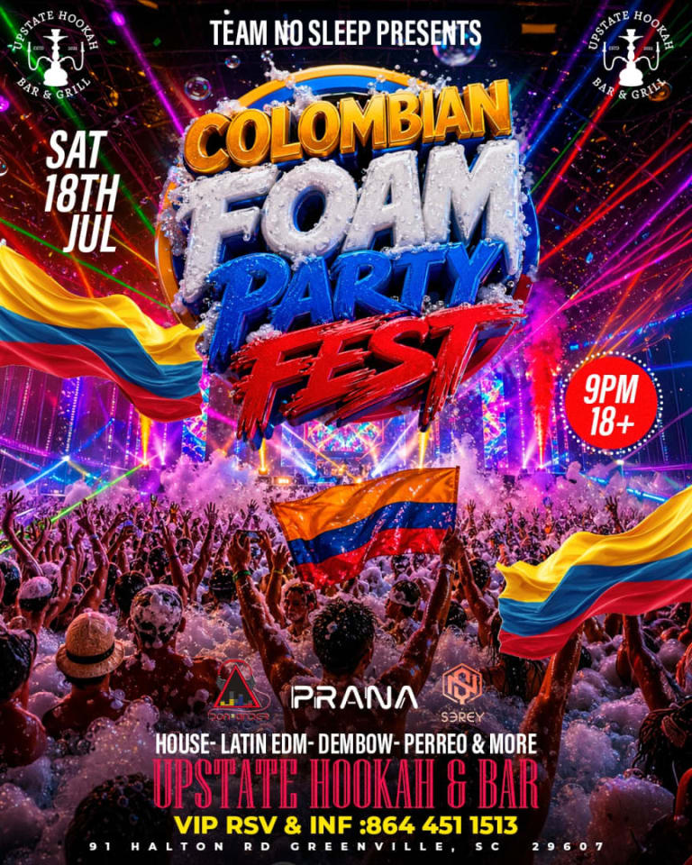 Event - COLOMBIAN FOAM PARTY FEST - Greenville, South Carolina - July 18, 2026 | concert tickets