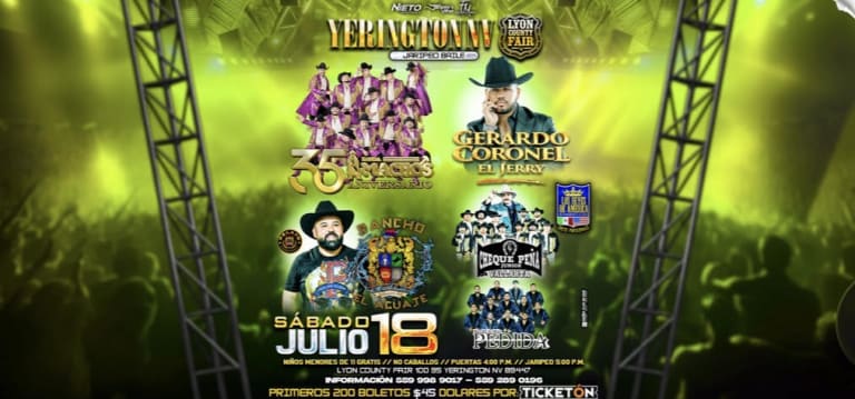 Event - Jaripeo Baile, Banda Machos , Gerardo Roronel ,Cheque Pena Jr Y sus Vallarta, Banda mas Pedida, Rancho EL Aguaje  - Yerington, Nevada - July 18, 2026 | concert tickets