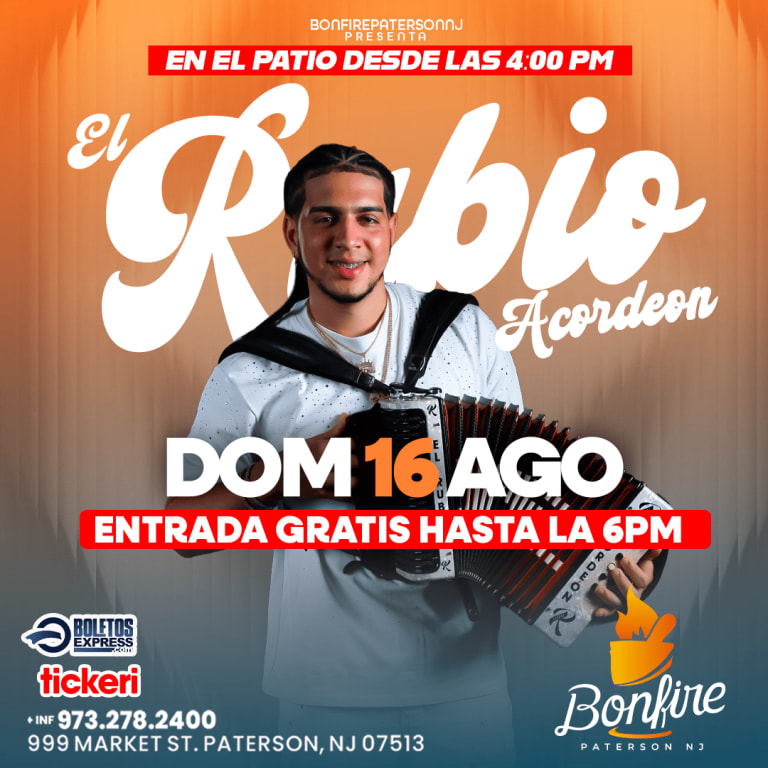 Event - EL RUBIO ACORDION - Paterson, New Jersey - August 16, 2026 | concert tickets