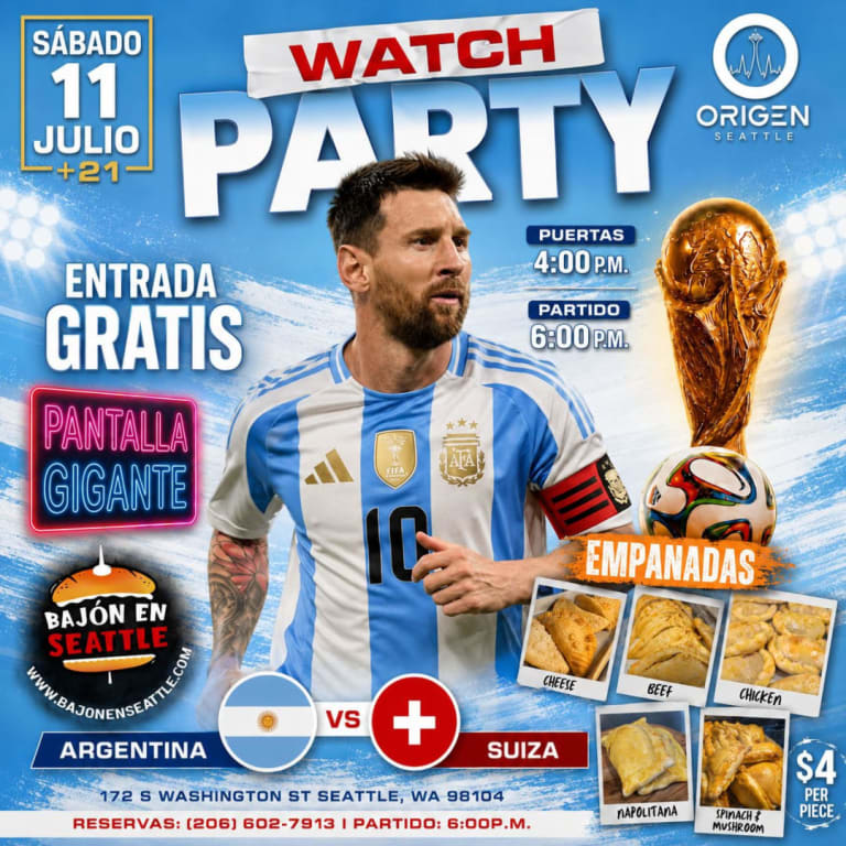 Event - Argentina vs Suiza Watch Party  - Seattle, Washington - July 11, 2026 | concert tickets