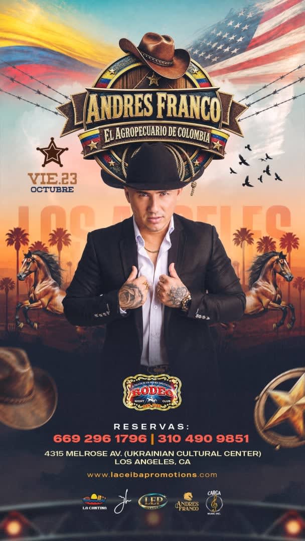 Event - Andres Franco El Agropecuario de Colombia - Los Angeles, California - October 23, 2026 | concert tickets
