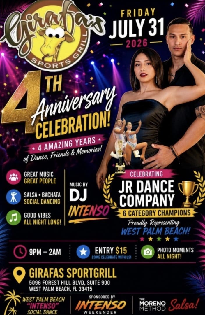 Event - 4th ANNIVERSARY of GIRAFA’S DANCE SOCIAL  - West Palm Beach, Florida - July 31, 2026 | concert tickets