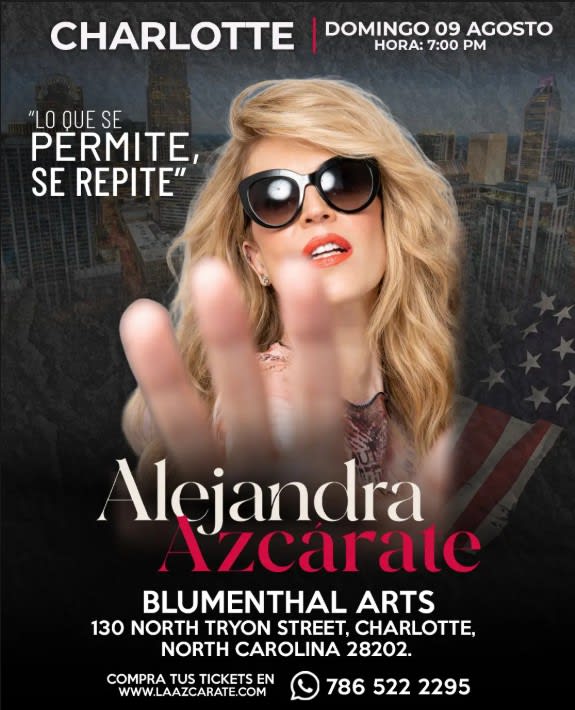 Event - Alejandra Azcarate en Charlotte - Charlotte, North Carolina - August 9, 2026 | concert tickets