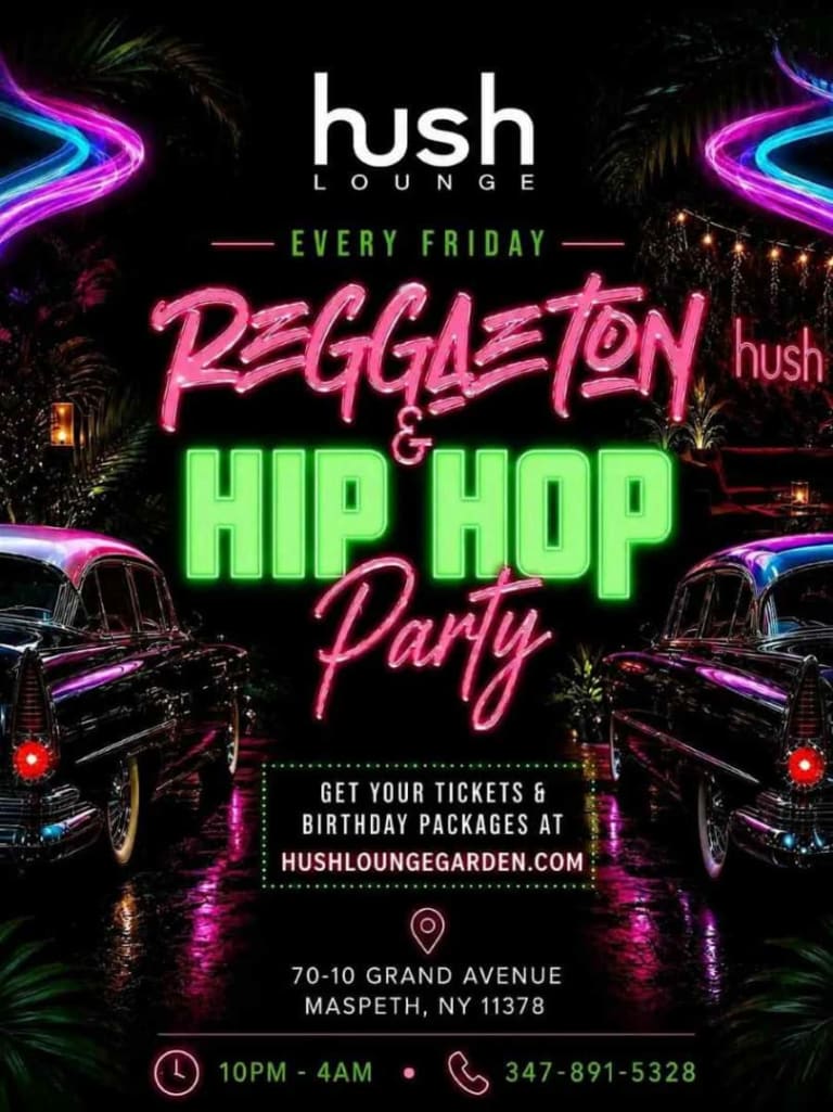 Event - Reggaeton & Hip Hop Party NYC at Hush Lounge Garden – July 17 - Queens, New York - July 17, 2026 | concert tickets