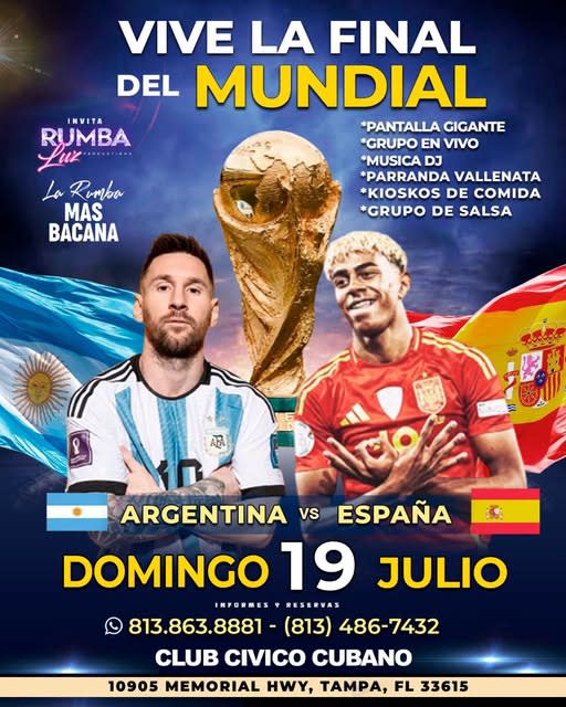 Event - LA FINAL DEL MUNDIAL EN TAMPA- ARGENTINA  VS  ESPAÑA - Tampa, Florida - July 19, 2026 | concert tickets