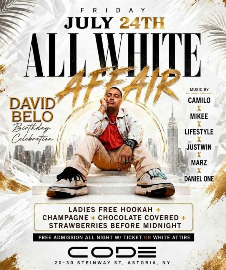 Event - All White Affair at CODE Astoria | Friday Night White Party - Astoria, New York - July 24, 2026 | concert tickets
