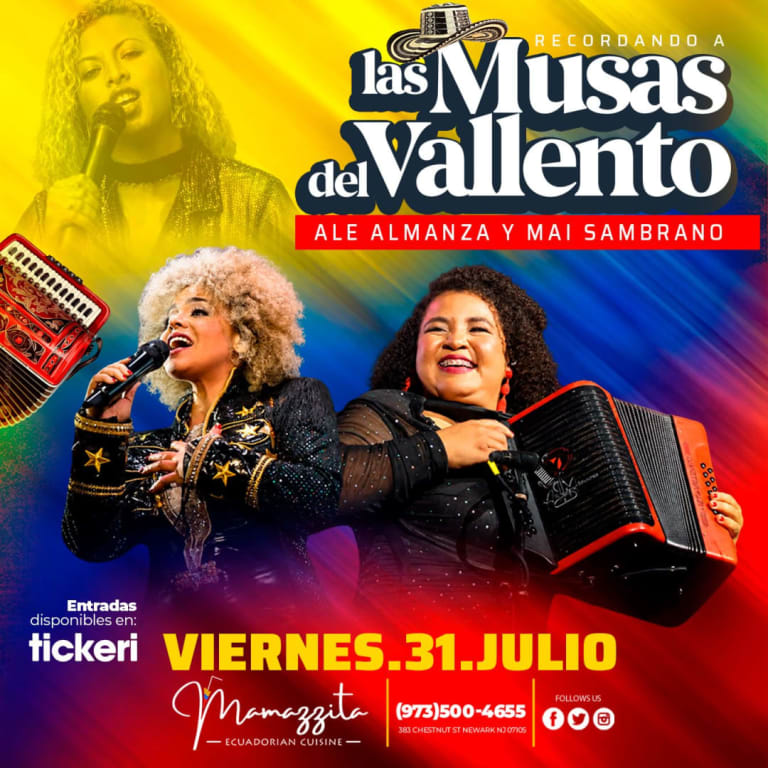 Event - Las Musas del Vallenato con Ale Almanza y Mae Zambrano el Homenaje - Newark, New Jersey - July 31, 2026 | concert tickets