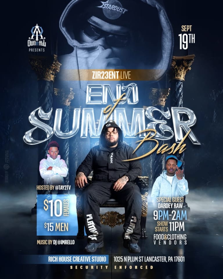 Event - Zir23Ent Live W/ Dardey Raw End Of Summer Bash 🎉🎤  - Lancaster, Pennsylvania - September 19, 2026 | concert tickets