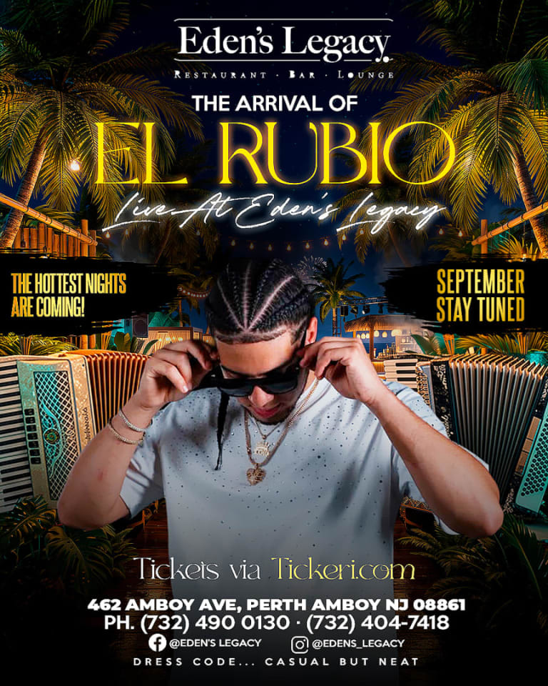 Event - 🎶 EL RUBIO en Vivo | Summer Típico Sundays at Eden's Legacy | Perth Amboy - Perth Amboy, New Jersey - September 6, 2026 | concert tickets