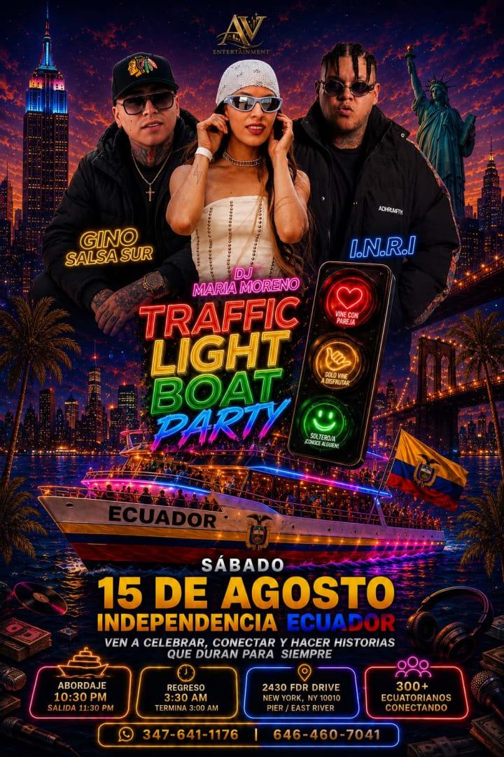 Event - Gino Sala Sur, I.N.R.I & DJ Maria Morena Ecuadorian Boat Party en New York City - New York, NY - Sat, August 15, 2026} | concert tickets