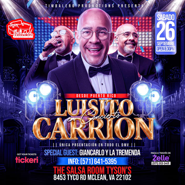 Event - Luisito Carrión en Virginia – Show Exclusivo - Vienna, VA - sáb, 26 de septiembre de 2026} | concert tickets