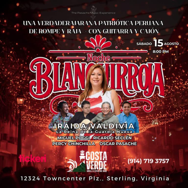 Event - NOCHE BLANQUIRROJA ft Iraida Valdivia - Una Verdadera Jarana de Guitarra y Cajón en Sterling,VA - Sterling, Virginia - 15 de agosto de 2026 | concert tickets