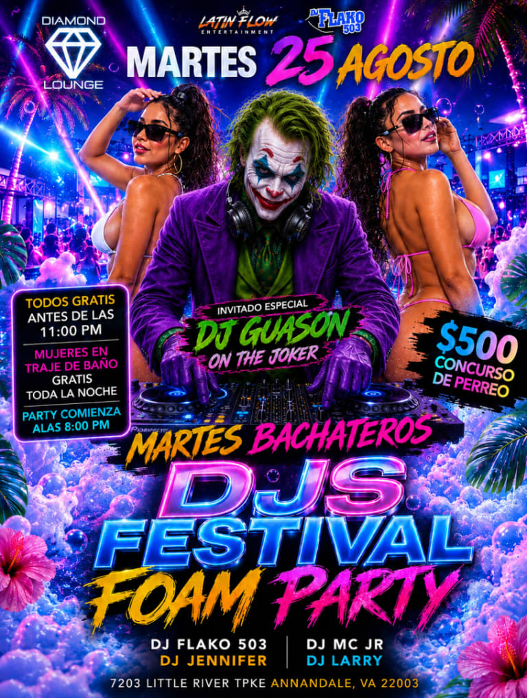 Event - Foam Party Gratis Antes De Las 11:00 PM - Annandale, Virginia - August 25, 2026 | concert tickets