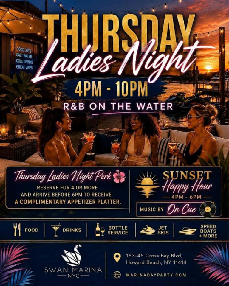 Event - Thursday Ladies Night NYC at Swan Marina | R&B on the Water - Queens, New York - August 6, 2026 | concert tickets