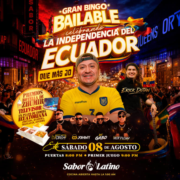 Event - GRAN BINGO BAILABLE: VIVA ECUADOR | Sabor Latino - Queens, NY - sáb, 8 de agosto de 2026} | concert tickets