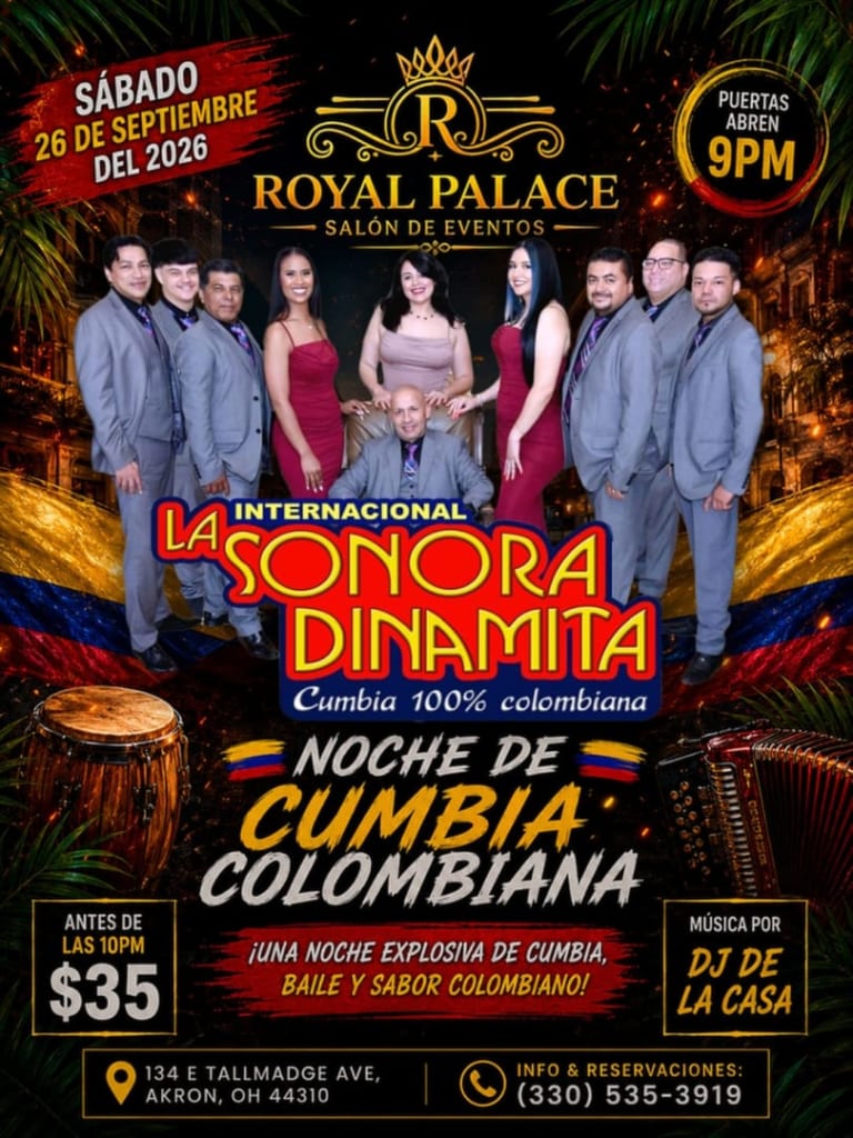 Event - NOCHE DE CUMBIA COLOMBIANA EN ROYAL PALACE - Akron, Ohio - September 26, 2026 | concert tickets