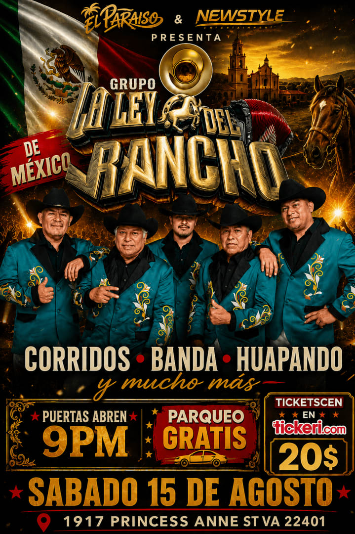 Event - la ley del rancho de mexico - Fredericksburg, Virginia - August 15, 2026 | concert tickets