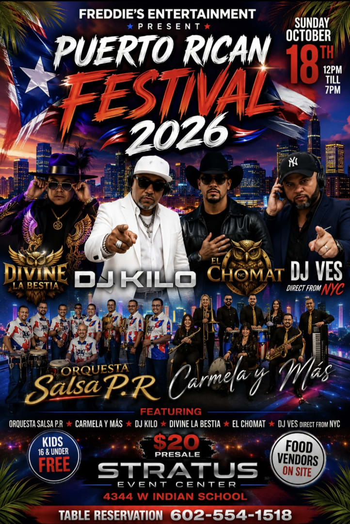 Event - Puerto Rican Festival 2026 - Phoenix, AZ - dom, 18 de octubre de 2026} | concert tickets