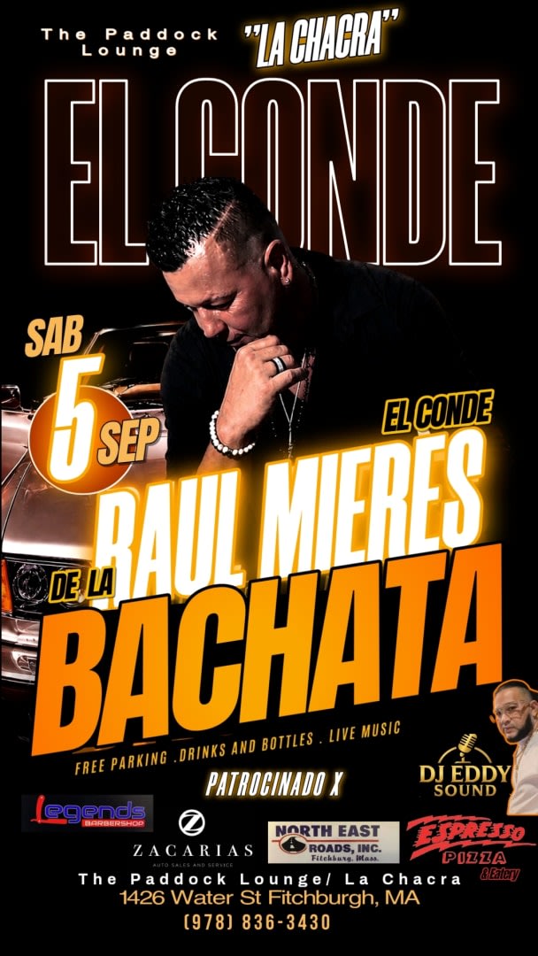 Event - RAUL MIERES "EL CONDE DE LA BACHATA" - Fitchburg, Massachusetts - September 5, 2026 | concert tickets